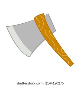 hacha oxidado aislado en un fondo blanco. hacha antigua con mango de madera, ilustración de imagen vectorial de hacha, mejor utilizada para el negocio de carpintería.