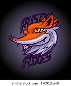 Rusty foxes vector logotype design, sport infographic team pictogram, t-shirt tee print