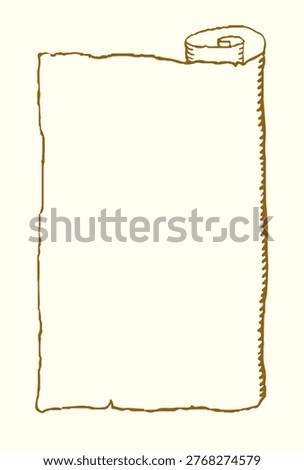 Rusty grunge dirty rip torn rag post notice artwork past age law book border list white text space. Line black ink pen hand drawn wisdom pad logo template rough engrav outline doodle sketch art style