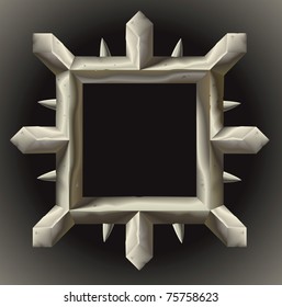 A rusty grunge metal frame border with spikes