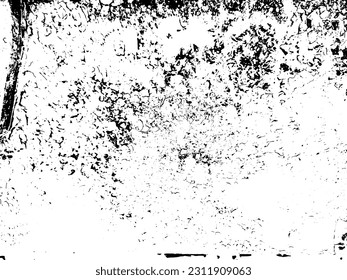 Rusty grunge texture. Aggressive damaged surface. Black white dust distressed background. Peeled beton. Urban old wall. Rough black and white stone.