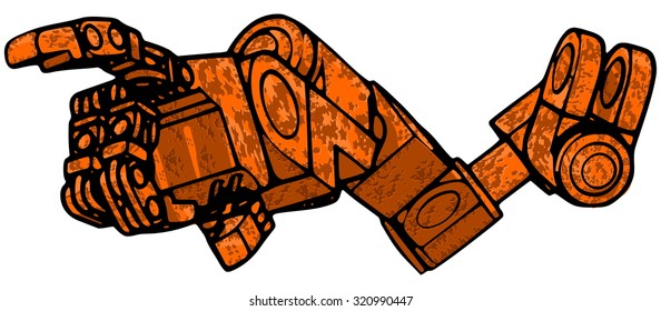 Rusty hand on transparent background

