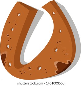 Rusty horseshoe. Concept of life failures.Old rusty horseshoe isolated on white background.
