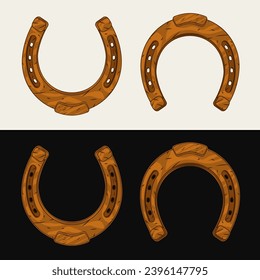 Rusty horseshoe in vintage style. Talisman, amulet, symbol of good luck, wealth, success. Useful for western decoration