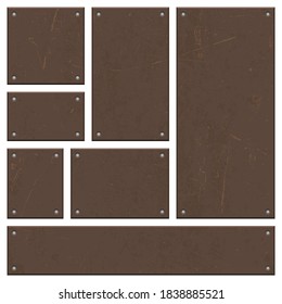 Rusty iron board set vector design isolated on white