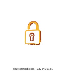 Rusty lock icon. Simple style rust remover poster background symbol. Rusty lock brand logo design element. Rusty lock t-shirt printing. Vector for sticker.