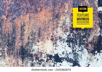 Rusty metal background with distressed metal plate texture. Realistic grunge texture background. Vector illustration. Isolated on white background.