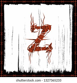 Rusty metal band style letter.Vector lettering.