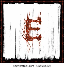 Rusty metal band style letter.Vector lettering.