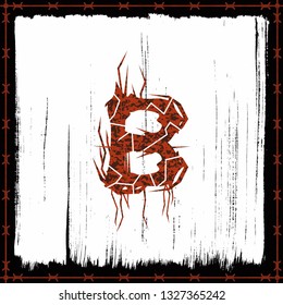 Rusty metal band style letter.Vector lettering.