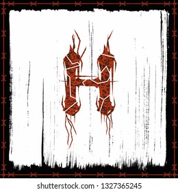Rusty metal band style letter.Vector lettering.