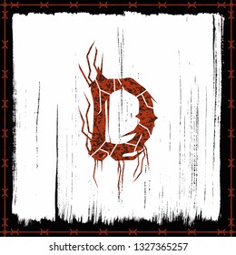 Rusty metal band style letter.Vector lettering.