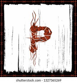 Rusty metal band style letter.Vector lettering.