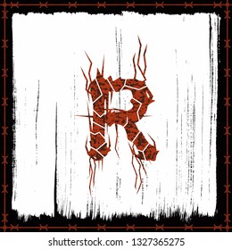 Rusty metal band style letter.Vector lettering.