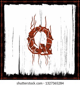 Rusty metal band style letter.Vector lettering.