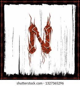 Rusty metal band style letter.Vector lettering.