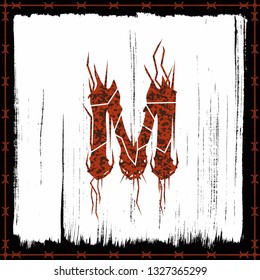 Rusty metal band style letter.Vector lettering.
