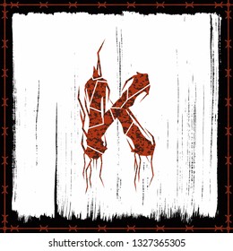 Rusty metal band style letter.Vector lettering.
