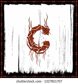 Rusty metal band style letter.Vector lettering.