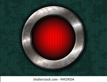 Rusty metal circle with red lamp