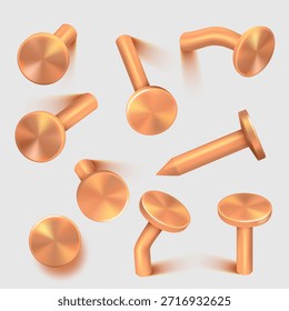 Unhas enferrujadas. danificadas e quebradas curvas bronze unhas coleção em estilo realista