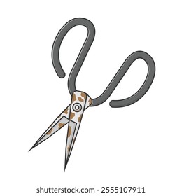 Rusty Scissors Suitable for Icon, Design Element, T-Shirt, Sticker, Banner, Poster