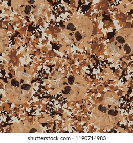Rusty seamless camouflage with skulls.