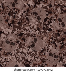 Rusty seamless camouflage with skulls.