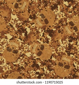 Rusty seamless camouflage with skulls.