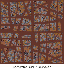 Rusty seamless pattern. Abstract grille on camouflage background.