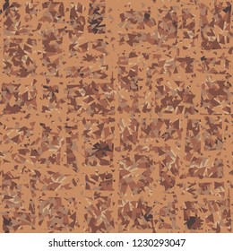 Rusty seamless pattern. Angular wide holey lines on the background of camouflage.