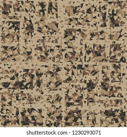 Rusty seamless pattern. Angular wide holey lines on the background of camouflage.