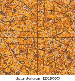 Rusty seamless pattern. Camouflage on the background of a decrepit grid.
