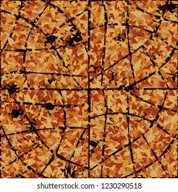 Rusty seamless pattern. Camouflage on the background of a decrepit grid.