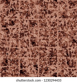 Rusty seamless pattern. Curve holey lattice on camouflage background.