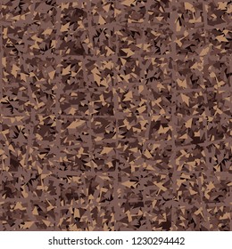 Rusty seamless pattern. Curve holey lattice on camouflage background.