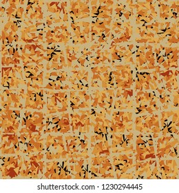 Rusty seamless pattern. Curve holey lattice on camouflage background.