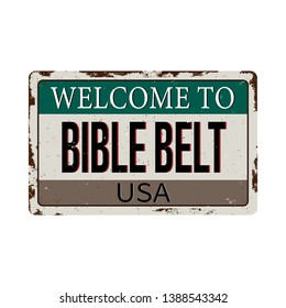 rusty vintage web bible belt usa plaque sign