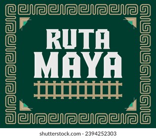 Ruta Maya, Mayan Route spanish text, Mayan spiral lines design