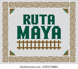 Ruta Maya, Mayan Route spanish text, Mayan spiral lines design