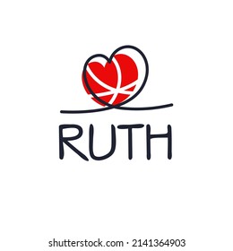 Ruth Calligraphy female name, Vector illustration.