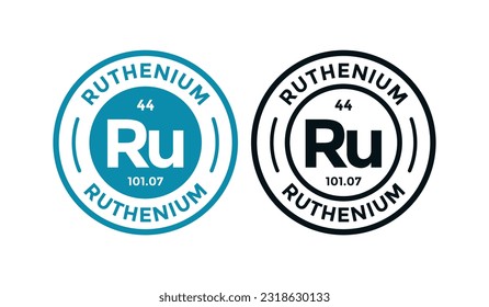 RUTHENIUM logo badge design. this is chemical element of periodic table symbol. Suitable for business, technology, molecule, atomic symbol 