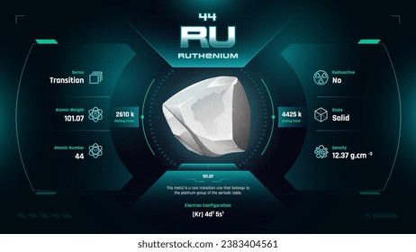 Ruthenium Parodic Table Element 44-Fascinating Facts and Valuable Insights-Infographic vector illustration design