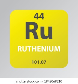 Ruthenium Ru Transition Metal Chemical Element Vector Illustration Diagram, With Atomic Number And Mass. Simple Flat Design For Education, Lab, Science Class.
