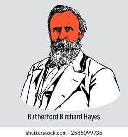 Rutherford Birchard Hayes was an American statesman and politician, the nineteenth president of the United States. Hand drawn vector illustration