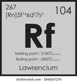 Rutherfordium parodic table element with boiling and melting point atomic number z mass 