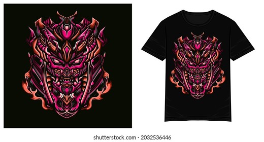 Ruthless samurai monster vector tshirt illustration