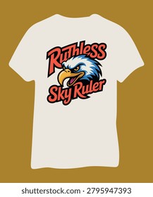 Ruthless sky ruler t-shirt with eagle graphic on brown background