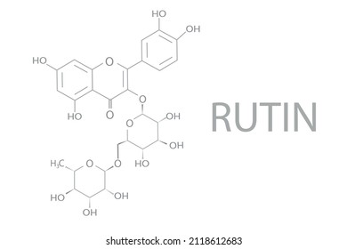 Rutin chemical molecular skeletal formula. Vector illustration.