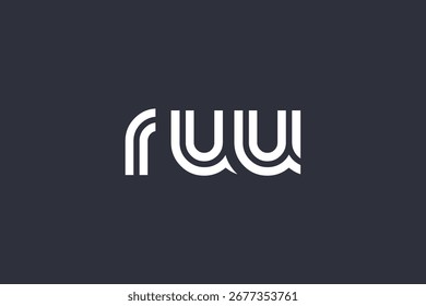 Diseño de logotipo de carta moderno único creativo de RUU. Diseño elegante del logotipo del monograma con los Elementos decorativos y la tipografía